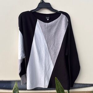 Women's Colorblock Sweater - Black, White, Gray